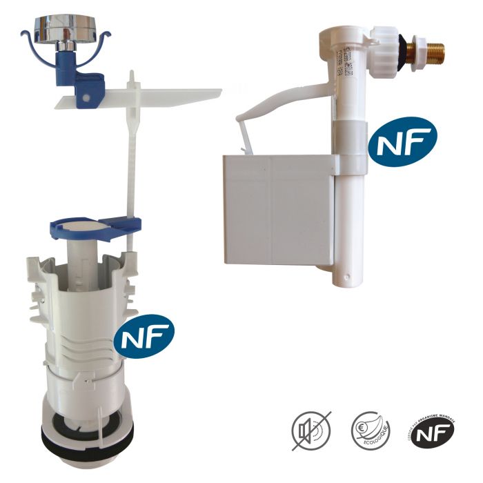 Novobain - Kit Mécanisme WC 3/6 L NF + Robinet Flotteur