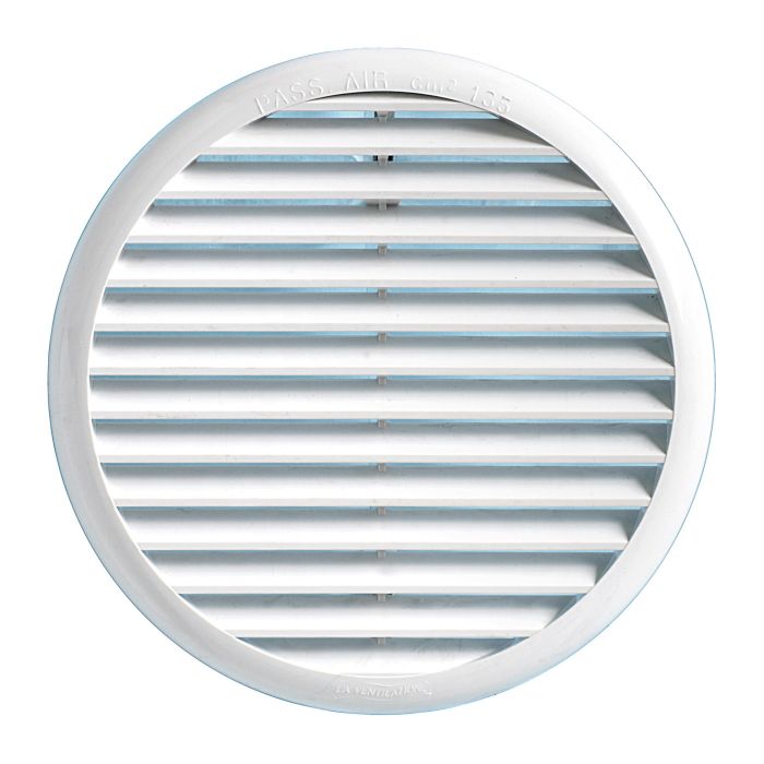 Grille ventilation ronde PVC blanc avec ressorts
