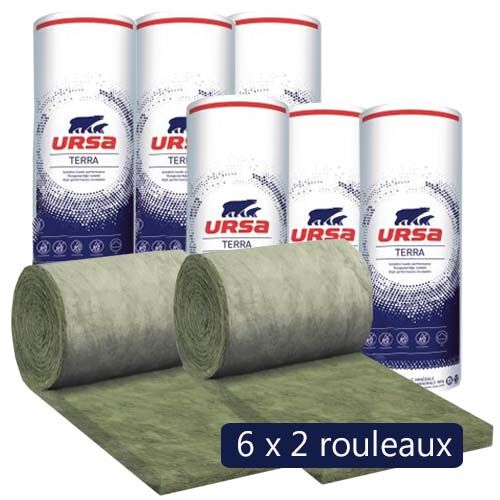 Rouleau laine de verre URSA PRK 32 TERRA revêtu kraft R 4.35 Ep Isolation murs par l’intérieur 3,24m² 140mm 