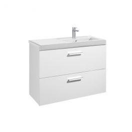 Meuble Unik PRISMA 900 - 2 tiroirs + lavabo à droite - Blanc brillant - Roca