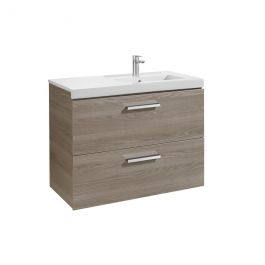 Meuble Unik PRISMA 900 - 2 tiroirs + lavabo à droite - Frêne - Roca