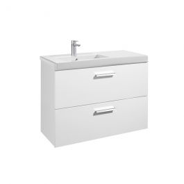 Meuble Unik PRISMA 900 - 2 tiroirs + lavabo à gauche - Blanc brillant - Roca