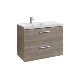 Meuble Unik PRISMA 900 - 2 tiroirs + lavabo à gauche - Frêne - Roca