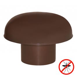 Chapeau de ventilation PVC avec moustiquaire - Marron - Ø80mm