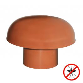 Chapeau de ventilation PVC avec moustiquaire - Rouge tuile - Ø80mm