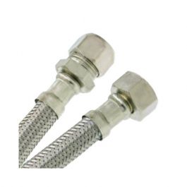 Flexible sanitaire Inox Ø intérieur 8mm - raccord Bicône Cuivre  12/14 - Femelle 1/2