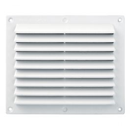 Grille ventilation rectangulaire PVC anti-pluie 175x146mm - Blanc - Moustiquaire
