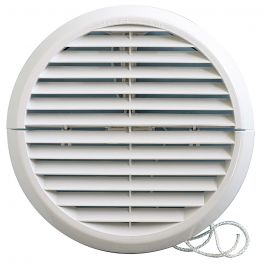 Grille ventilation ronde PVC IN OUT + moustiquaire Øext:186mm Øtube:125 à 160mm