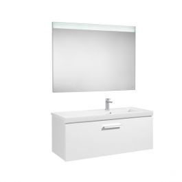 Pack Unik PRISMA 1100 meuble 1 tiroir lavabo à droite miroir LED-Blanc - Roca