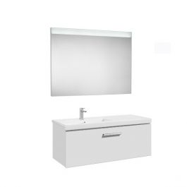 Pack Unik PRISMA 1100 meuble 1 tiroir lavabo à gauche miroir LED - Blanc - Roca