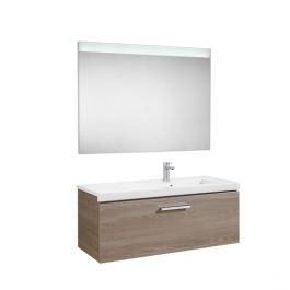 Pack Unik PRISMA 1100 meuble 1 tiroir lavabo à droite miroir LED-Frêne - Roca