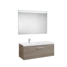 Pack Unik PRISMA 1100 meuble 1 tiroir lavabo à gauche miroir LED-Frêne - Roca