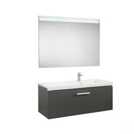 Pack Unik PRISMA 1100 meuble 1 tiroir lavabo à droite miroir LED - Gris - Roca