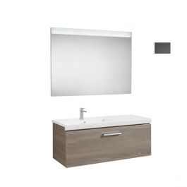 Pack Unik PRISMA 1100 meuble 1 tiroir lavabo à gauche miroir LED - Gris - Roca