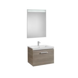 Pack Unik PRISMA 600 meuble 1 tiroir miroir LED - Frêne - Roca