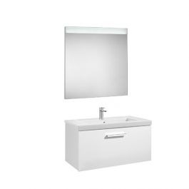 Pack Unik PRISMA 800 meuble 1 tiroir miroir LED - Blanc brillant - Roca