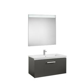 Pack Unik PRISMA 800 meuble 1 tiroir miroir LED - Gris anthracite - Roca