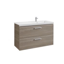 Meuble Unik PRISMA 1100 - 2 tiroirs + lavabo à droite - Frêne - Roca