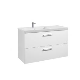 Meuble Unik PRISMA 1100 - 2 tiroirs + lavabo à gauche - Blanc brillant - Roca