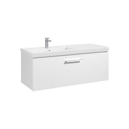Meuble Unik PRISMA 1100 - 1 tiroir + lavabo à gauche - Blanc brillant - Roca
