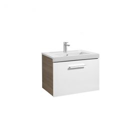 Meuble Unik PRISMA 600 - 1 tiroir + lavabo - Blanc / Frêne - Roca