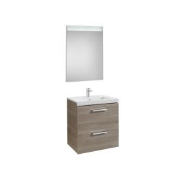 Pack Unik PRISMA 600 meuble 2 tiroirs miroir LED - Frêne - Roca
