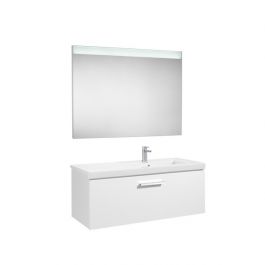 Pack Unik PRISMA 900 meuble 1 tiroir lavabo à droite miroir LED-Blanc - Roca