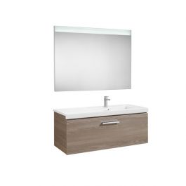 Pack Unik PRISMA 900 meuble 1 tiroir lavabo à droite miroir LED-Frêne - Roca