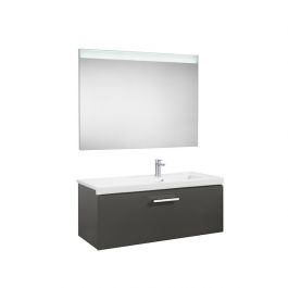 Pack Unik PRISMA 900 meuble 1 tiroir lavabo à droite miroir LED-Gris - Roca