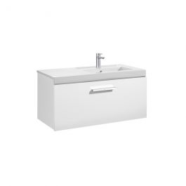 Meuble Unik PRISMA 900 - 1 tiroir + lavabo à gauche - Blanc brillant - Roca