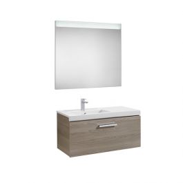 Pack Unik PRISMA 900 meuble 1 tiroir lavabo à gauche miroir LED-Frêne - Roca