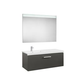 Pack Unik PRISMA 900 meuble 1 tiroir lavabo à gauche miroir LED-Gris - Roca