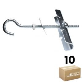 Boîte de 10 crochets de suspension à bascule - Ø Vis 5 - Longueur bascule 50 mm - Parois maxi 25 mm - Ram