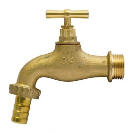 Robinet De Jardin Déco AROZ En Laiton Brut - Alimentation 15x21, Sortie 20x27, Quart De Tour