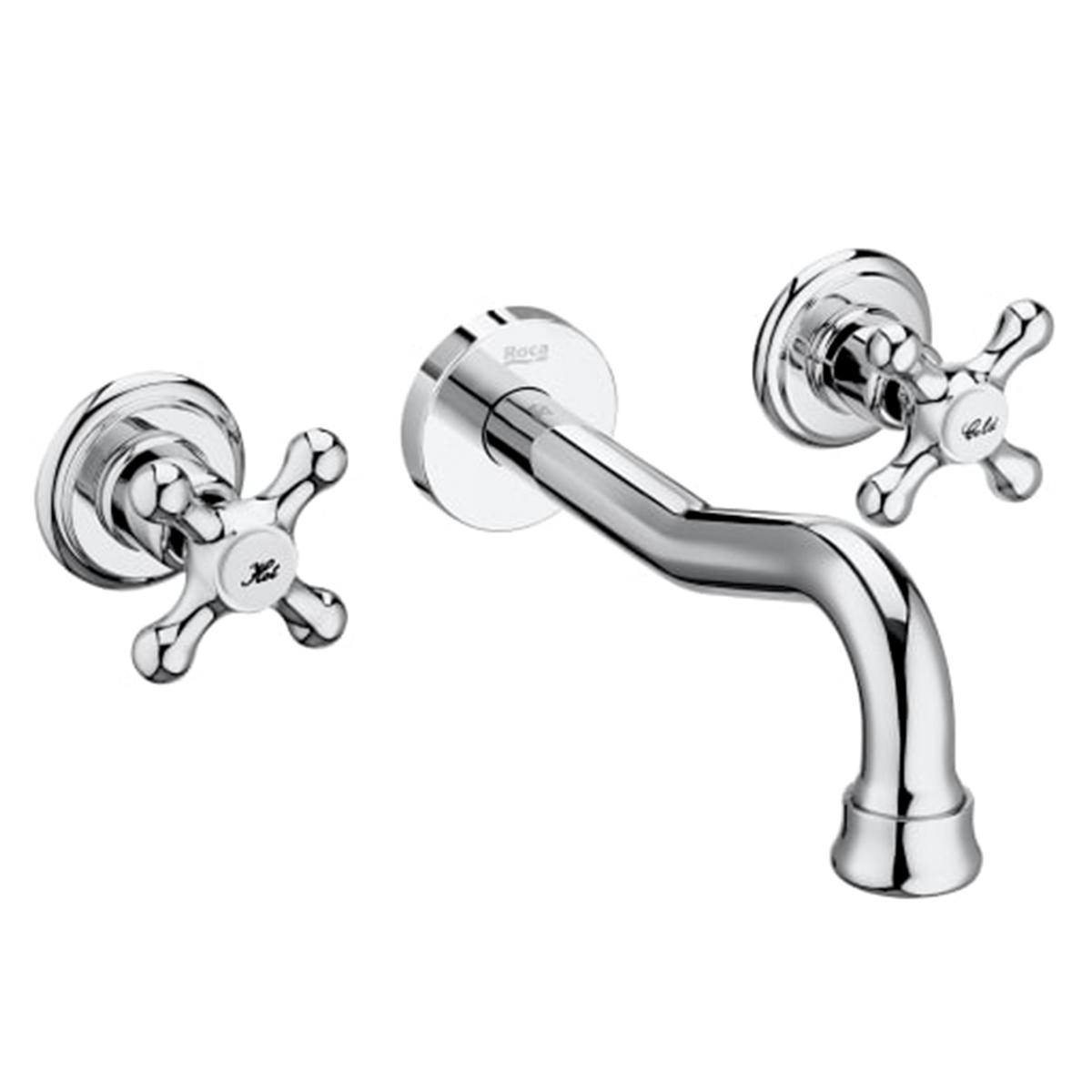 Robinet de salle de bain finition chromée, bec haut