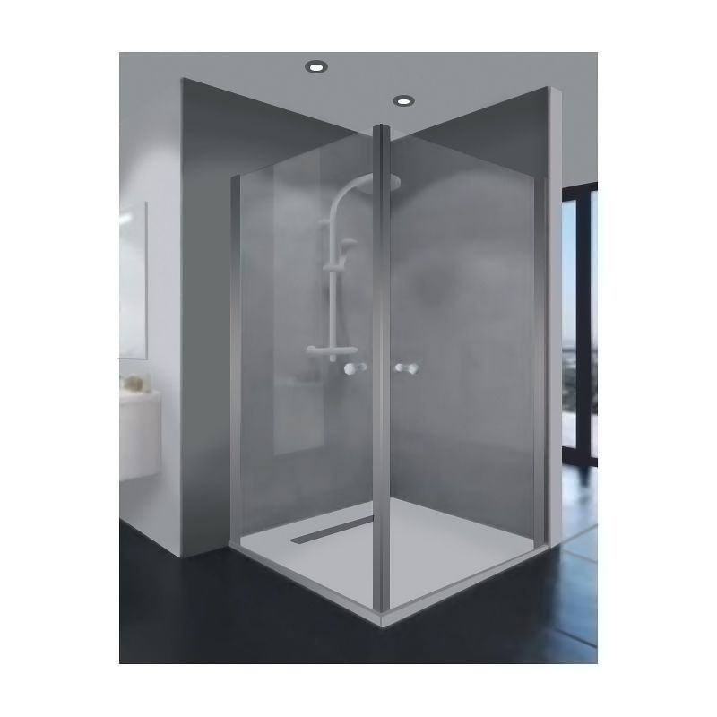 paroi de douche d angle pivotante gascogne 1980x900mm verre timeless 8mm saint gobain verrerie aurys