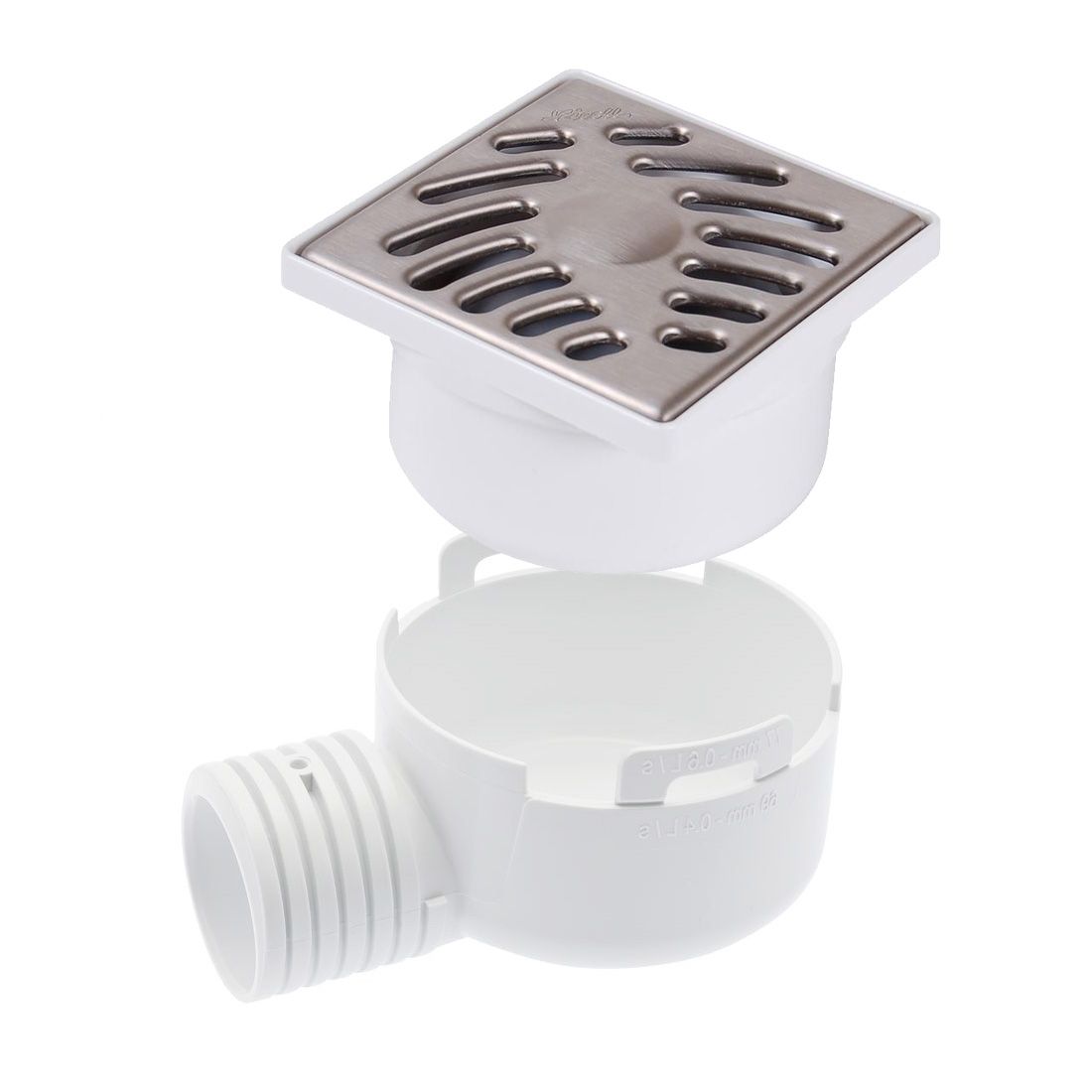 Siphon De Douche Carré En Acier Inoxydable 10x10 Cm - Avec Grille 2 En 1, Siphon 360° Et Filtre à Cheveux - Inclut Adaptateurs DN50 Et DN40