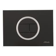 Plaque de déclenchement design EVO - bouton rectangulaire - double débit - Noir satiné, bague satinée - Nicoll