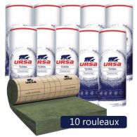 10 rouleaux laine de verre URSA MRK 40 TERRA revêtu kraft - Ep. 240mm - 45m² - R 6