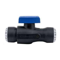 Vanne 1/4 tour encliquetable TEKPLASS PE Ø25 avec deux prises de purge 1/8'' (5/10) - Purge non fournie