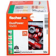 50 chevilles bi-matière DUOPOWER Ø10 x 50 mm sans vis, boîte à fenêtre - Fischer