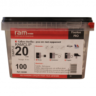 Seau de 100 RAMCLIP blanc simple Ø20 pour fixer les gaines souples - Ram