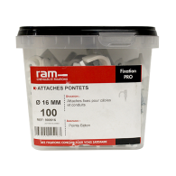 100 attaches pontet pour câbles et conduits Ø16 mm - Ram