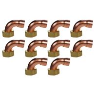 Lot de 10 douilles cuivre coudé avec écrou prisonnier Femelle 3/4