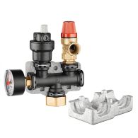 Chandelier avec soupape, purgeur et manomètre et coque - sortie F1