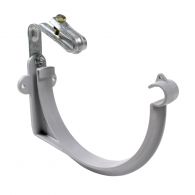 Crochet bandeau monté avec étrier PVC 25 demi-ronde - gris - First Plast