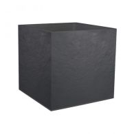 Pot carré VOLCANIA double paroi décor pierre - 49,5 x 49,5 x 49,5 cm - 57 L - Gris anthracite - EDA