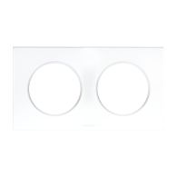 Plaque de finition 2 postes - SQUARE Blanc brillant nacré - Eur'Ohm