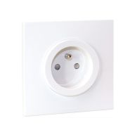 Prise 2P+T 16A NF complet avec griffes et plaque - SQUARE EASY blanc - Eur'Ohm