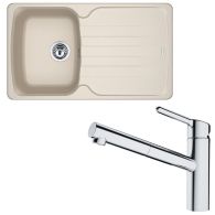Pack évier Antea Fragranit café crème 860 x 500 x 210 mm + mitigeur Orbit douchette - Franke